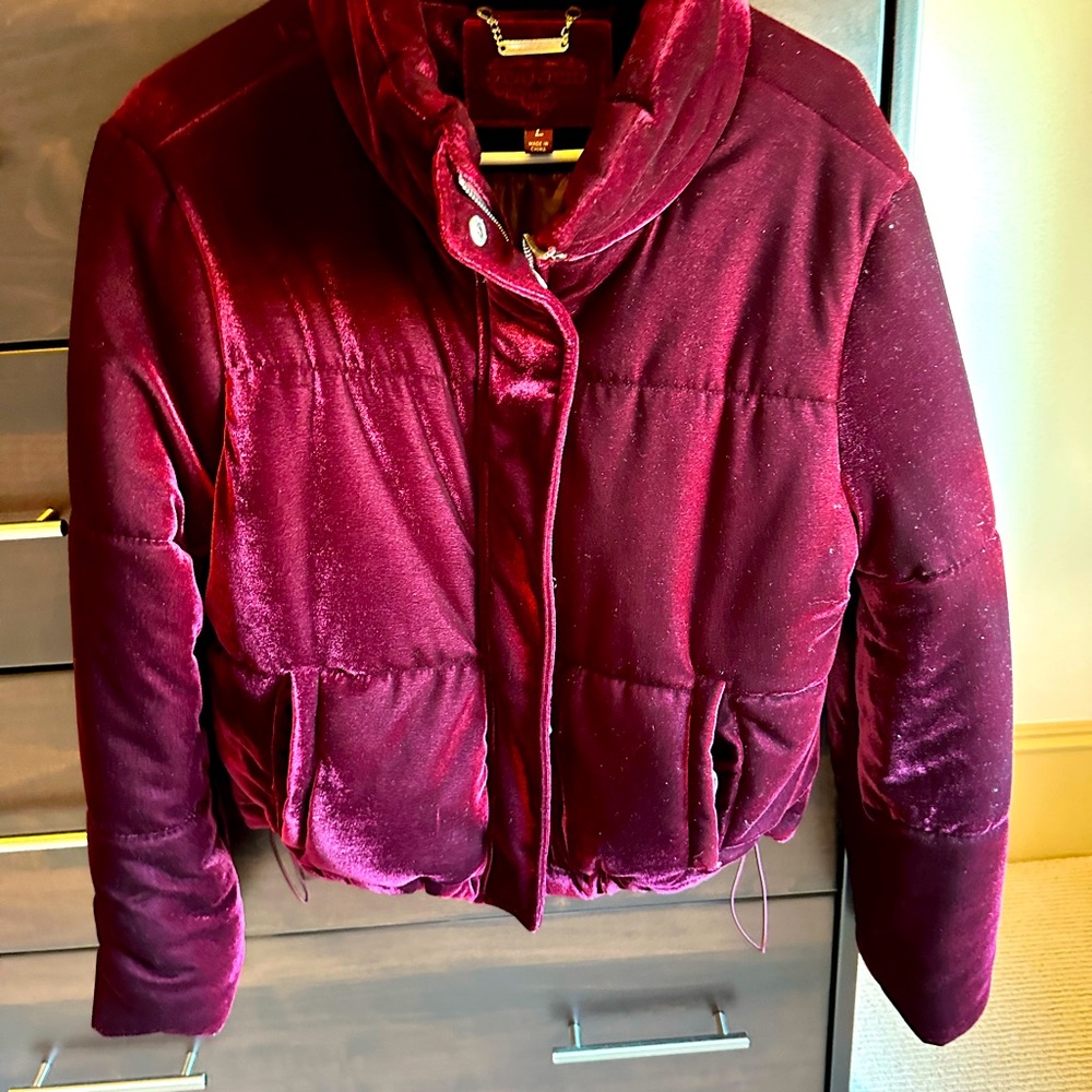Woman’s LARGE faux velvet bomber jacket